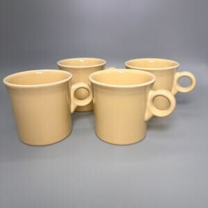 HLC Fiesta USA Set of 4 Pale Yellow Fiestaware Mugs w/ Classic Ring Handle